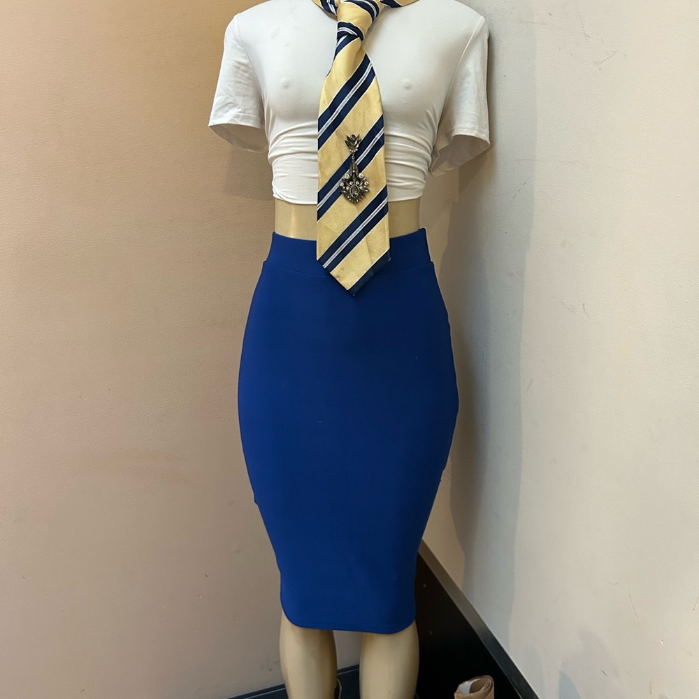 Blue pencil skirt
